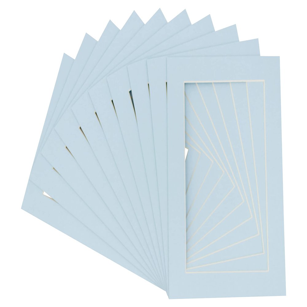 5x7 Mat for 8x10 Frame - Precut Mat Board Acid-Free Show Kit with Backing Board, and Clear Bags Baby Blue 5x7 Photo Matte Made to Fit a 8x10 Picture Frame Matboard for Framing, Pack of 100 Mats
