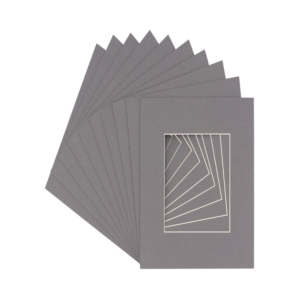 8x8 Mat for 16x16 Frame - Precut Mat Board Acid-Free Show Kit with Backing Board, and Clear Bags Charcoal 8x8 Photo Matte Made to Fit a 16x16 Picture Frame Matboard for Framing, Pack of 100 Mats