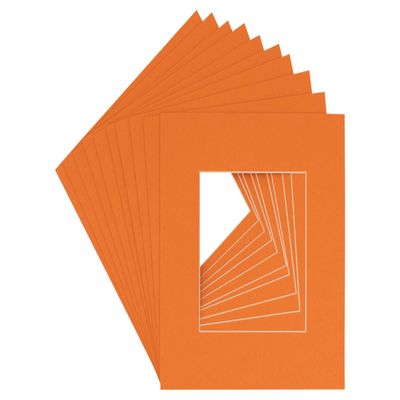 8x8 Mat for 16x16 Frame - Precut Mat Board Acid-Free Show Kit with Backing Board, and Clear Bags Orange 8x8 Photo Matte Made to Fit a 16x16 Picture Frame Matboard for Framing, Pack of 100 Mats