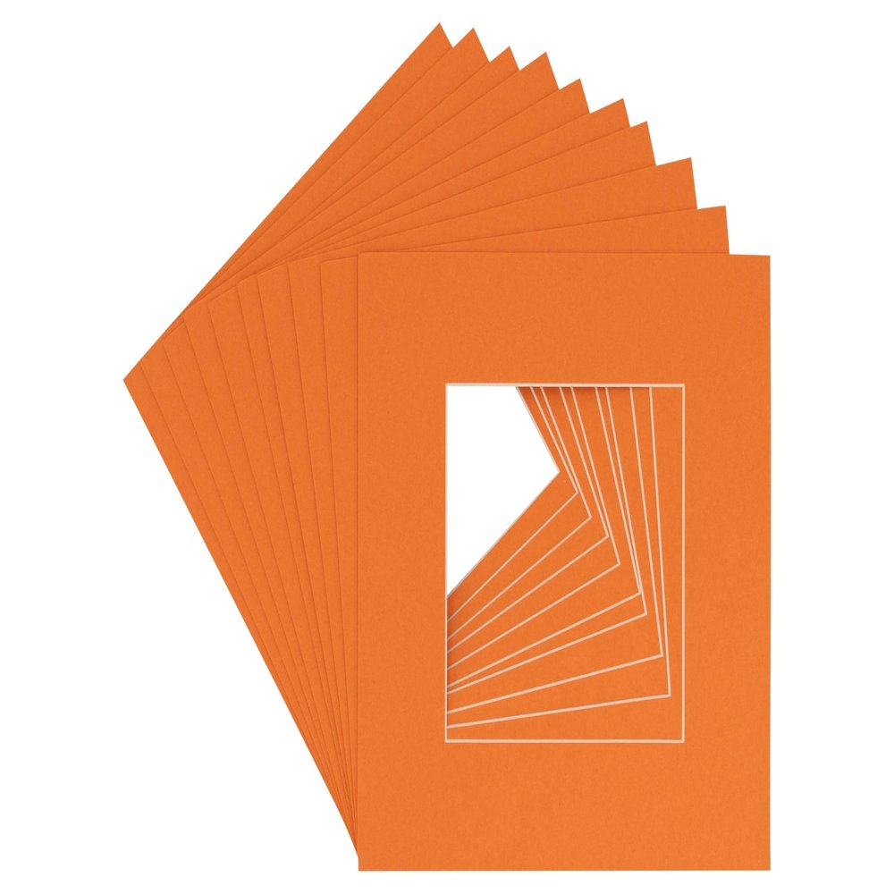 8x8 Mat for 16x16 Frame - Precut Mat Board Acid-Free Show Kit with Backing Board, and Clear Bags Orange 8x8 Photo Matte Made to Fit a 16x16 Picture Frame Matboard for Framing, Pack of 100 Mats