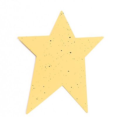 Package of 12 Flat Back Yellow Speckled 3-3/4 Inch Tin Stars for Displaying, Crafting and Creating