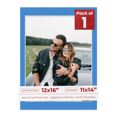 11x14 Mat for 12x16 Frame - Precut Mat Board Acid-Free Show Kit with Backing Board, and Clear Bags Bay Blue 11x14 Photo Matte Made to Fit a 12x16 Picture Frame Matboard for Framing, Pack of 1 Mat