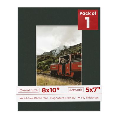 5x7 Mat for 8x10 Frame - Precut Mat Board Acid-Free Show Kit with Backing Board, and Clear Bags Textured Black 5x7 Photo Matte Made to Fit a 8x10 Picture Frame Matboard for Framing, Pack of 1 Mat