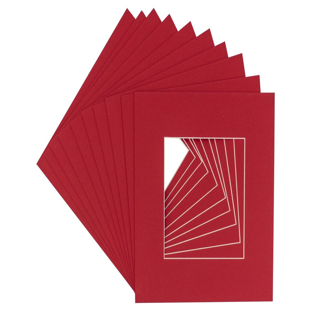 8x8 Mat for 16x16 Frame - Precut Mat Board Acid-Free Show Kit with Backing Board, and Clear Bags Deep Red 8x8 Photo Matte Made to Fit a 16x16 Picture Frame Matboard for Framing, Pack of 25 Mats
