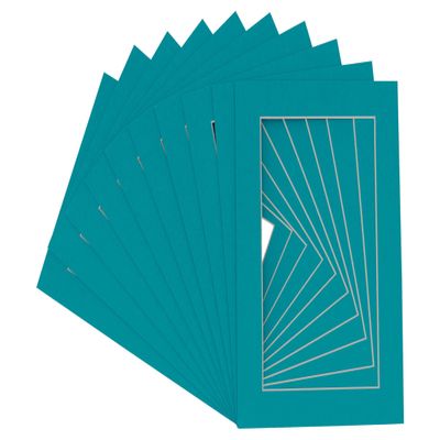 5x7 Mat for 8x10 Frame - Precut Mat Board Acid-Free Show Kit with Backing Board, and Clear Bags Teal Blue 5x7 Photo Matte Made to Fit a 8x10 Picture Frame Matboard for Framing, Pack of 100 Mats