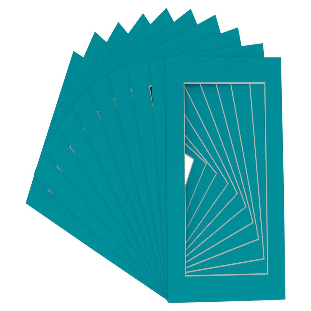 5x7 Mat for 8x10 Frame - Precut Mat Board Acid-Free Show Kit with Backing Board, and Clear Bags Teal Blue 5x7 Photo Matte Made to Fit a 8x10 Picture Frame Matboard for Framing, Pack of 100 Mats