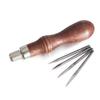 DIY 4 in 1 Adjustable Wood Handle awl Repair Tool Stitcher Sewing Awl Hand Stitcher Repair Tool Kit for Leather view 1
