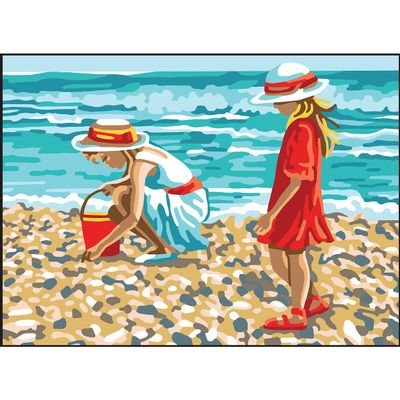 RTO Girls Collecting Shells D'Art Needlepoint Printed Tapestry Canvas, 30 x 40cm