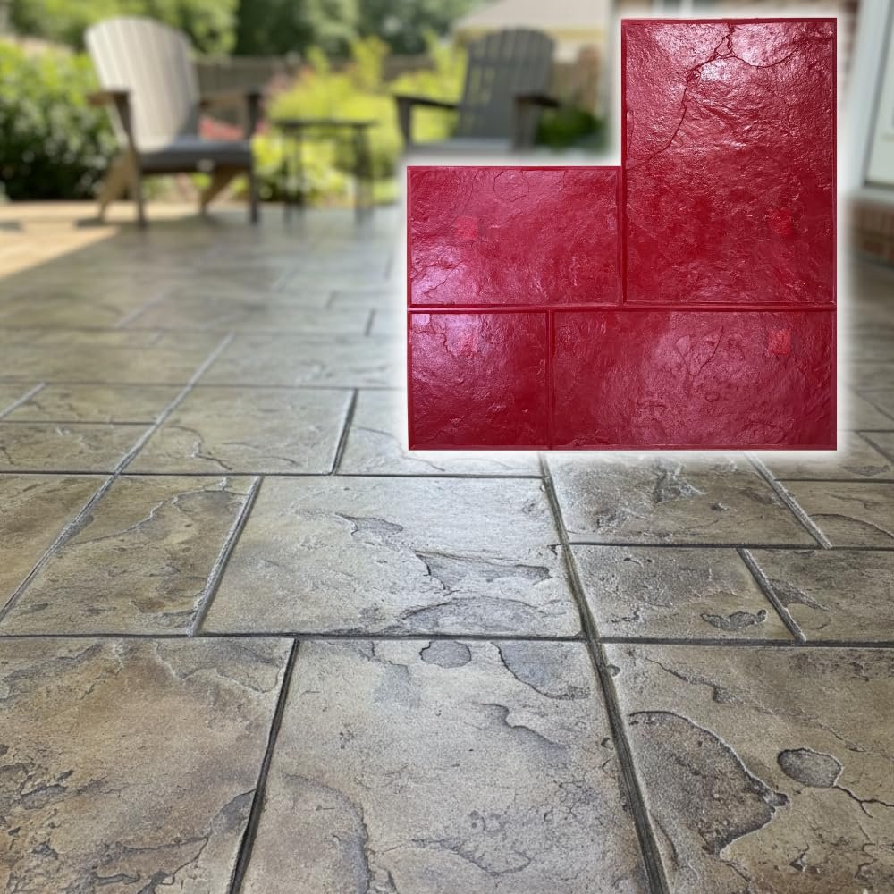 Deep Cleft Roman Stone Concrete Stamps 28" x 28" Made in USA Professional Ashlar Slate Rigid Mat for Stamped Concrete, Patios, Driveways & Walkways SM 3100/1