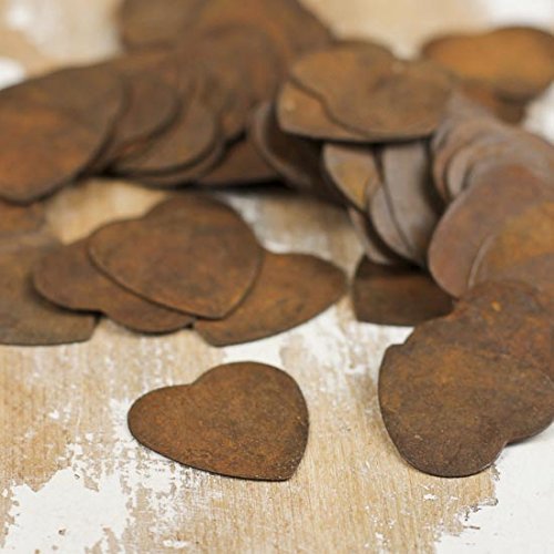 Pack of 36 Rusty Tin Miniature Heart Cutouts - Rusted Metal Heart Shapes for DIY Crafts - Primitive, Rustic Country, Farmhouse DIY Crafts and Decorative Accents (Size: 1" High x 1" Wide)