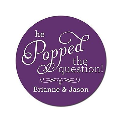 Personalized Wedding Stickers, He Popped The Question Popcorn Labels - Choose Your Size