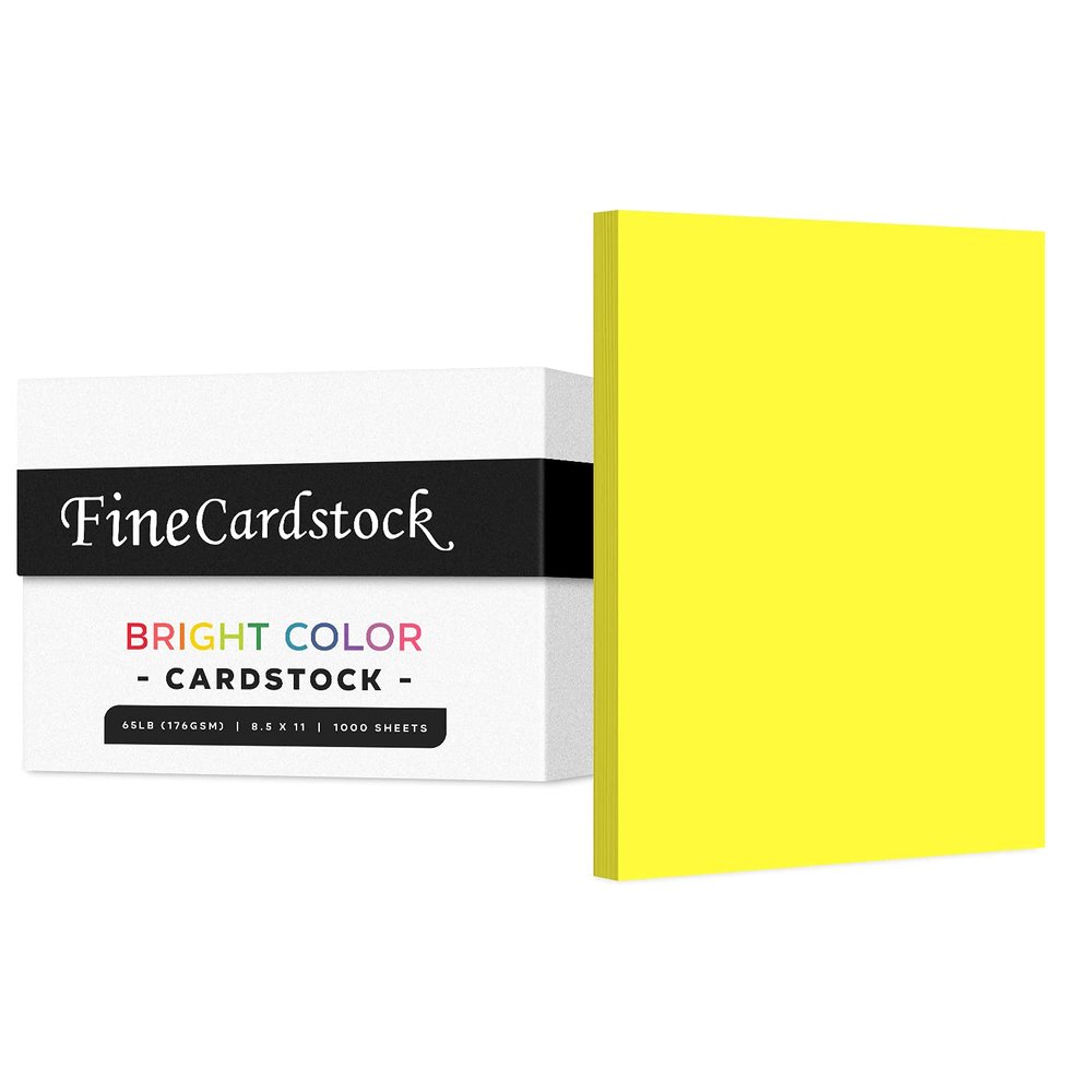 Premium Colored Card Stock Paper | Case of 1000 Sheets | Medium Weight 65lb Cardstock, Perfect for School Supplies, Arts and Crafts | Acid and Lignin Free | 8.5 x 11 Inches | Lemon