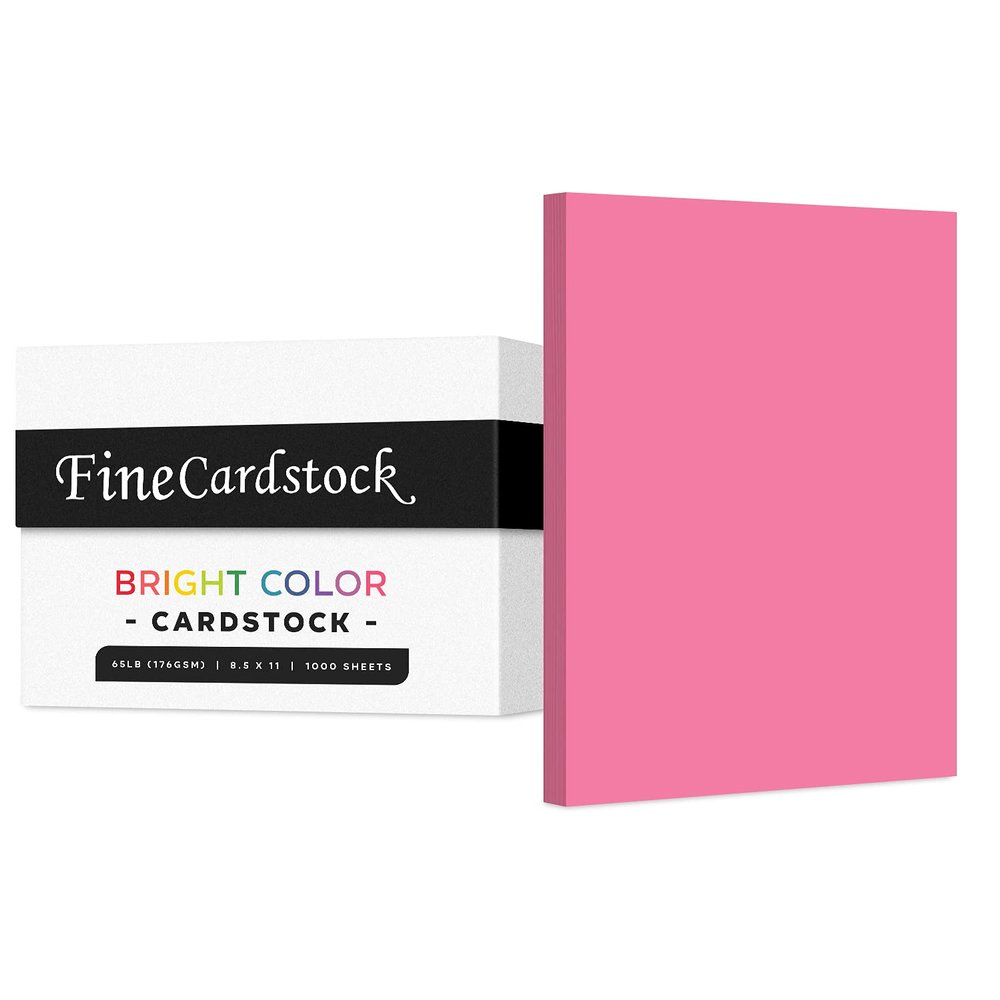 Premium Colored Card Stock Paper | Case of 1000 Sheets | Medium Weight 65lb Cardstock, Perfect for School Supplies, Arts and Crafts | Acid and Lignin Free | 8.5 x 11 Inches | Ultra Fuchsia