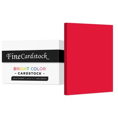 Premium Colored Card Stock Paper | Case of 1000 Sheets | Medium Weight 65lb Cardstock, Perfect for School Supplies, Arts and Crafts | Acid and Lignin Free | 8.5 x 11 Inches | Red