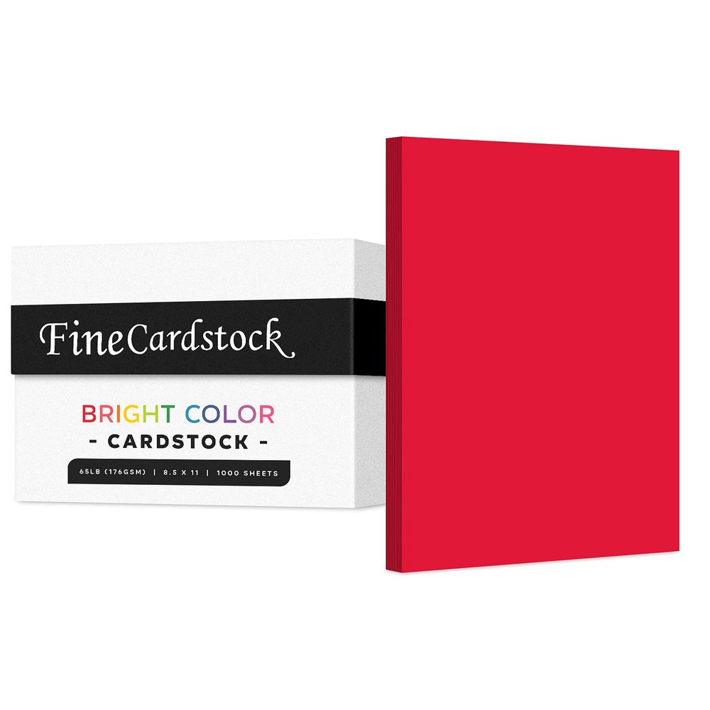 Premium Colored Card Stock Paper | Case of 1000 Sheets | Medium Weight 65lb Cardstock, Perfect for School Supplies, Arts and Crafts | Acid and Lignin Free | 8.5 x 11 Inches | Red