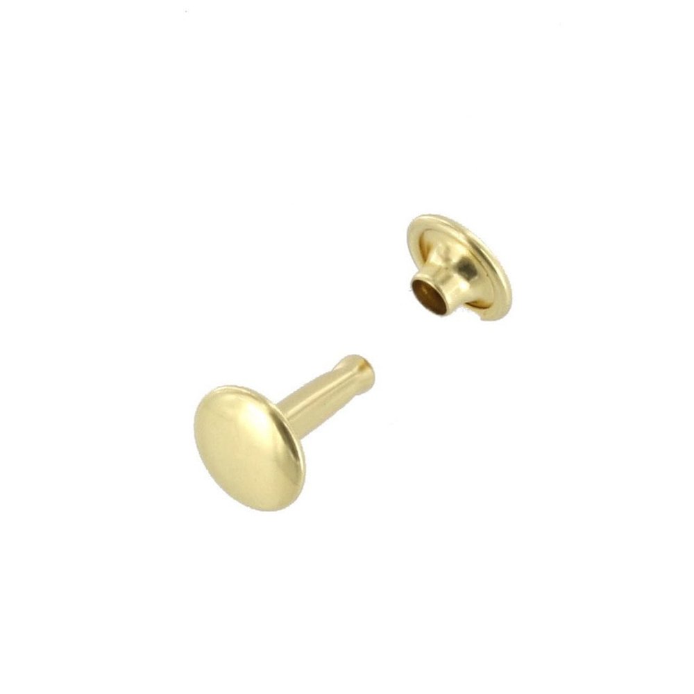Double Cap Rivet, Natural Brass, Solid Brass-LL (100 Sets per Bag)
