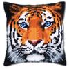 Vervaco Cross Stitch Embroidery Kits Pillow Front for Self-Embroidery with Embroidery Pattern on 100% Cotton and Embroidery Thread, 15,75 x 15,75 Inches - 40 x 40 cm, Tiger view 1
