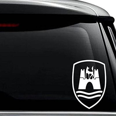 Wolfsburg Germany Coat of Arms Decal Sticker For Use On Laptop, Helmet, Car, Truck, Motorcycle, Windows, Bumper, Wall, and Decor Size- [8 inch] / [20 cm] Tall / Color- Gloss White