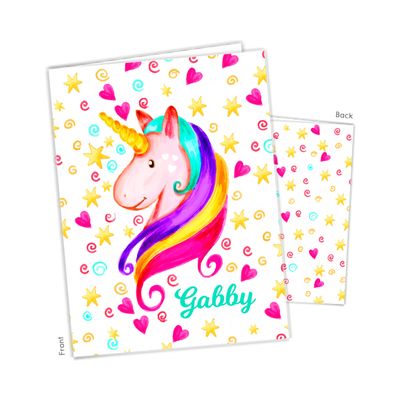 Rainbow Unicorn Pocket Folder Gift Name Back to School Supplies Teacher Office Birthday Girl Kids Custom Personalized Custom