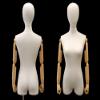 (JF-F1WLARM +BS-WCDX) ROXYDISPLAY Linen Female Foam. Arms are durable plastic made with wooden patern, with Chrome Caster Base with Pole+Cap view 1