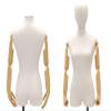 (JF-F1WLARM +BS-WCDX) ROXYDISPLAY Linen Female Foam. Arms are durable plastic made with wooden patern, with Chrome Caster Base with Pole+Cap view 2