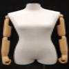 (JF-F1WLARM +BS-WCDX) ROXYDISPLAY Linen Female Foam. Arms are durable plastic made with wooden patern, with Chrome Caster Base with Pole+Cap view 4