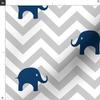 Spoonflower Fabric - Elephants Navy Gray Chevron Nursery Printed on Satin Fabric by The Yard - Sewing Lining Apparel Fashion Blankets Decor view 3