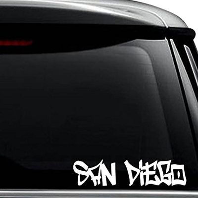 San Diego California Graffiti Decal Sticker For Use On Laptop, Helmet, Car, Truck, Motorcycle, Windows, Bumper, Wall, and Decor Size- [10 inch] / [25 cm] Wide / Color- Gloss Black