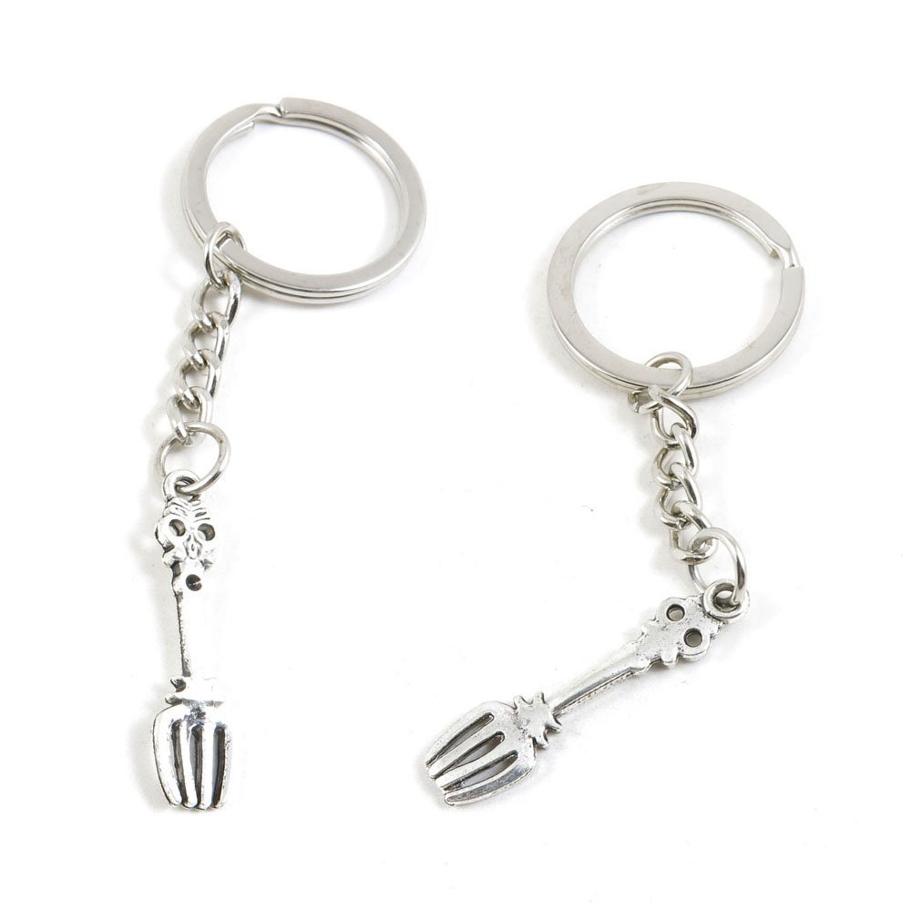 100 Pieces Keychain Keyring Door Car Key Chain Ring Tag Charms Supply G2GO0L Fork