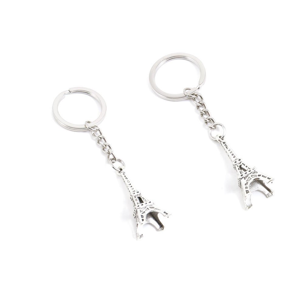 100 Pieces Keychain Keyring Door Car Key Chain Ring Tag Charms Supply K7MF4B Paris Eiffel Tower