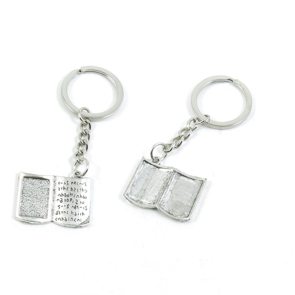 100 Pieces Keychain Keyring Door Car Key Chain Ring Tag Charms Supply Q4YH4C Bible Book