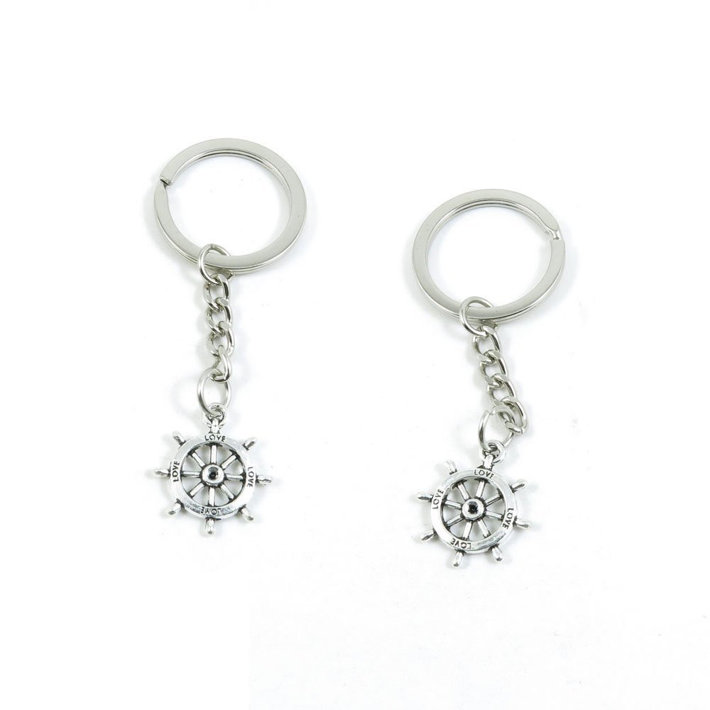 100 Pieces Keychain Keyring Door Car Key Chain Ring Tag Charms Supply Z7ZX0Y Love Rudder