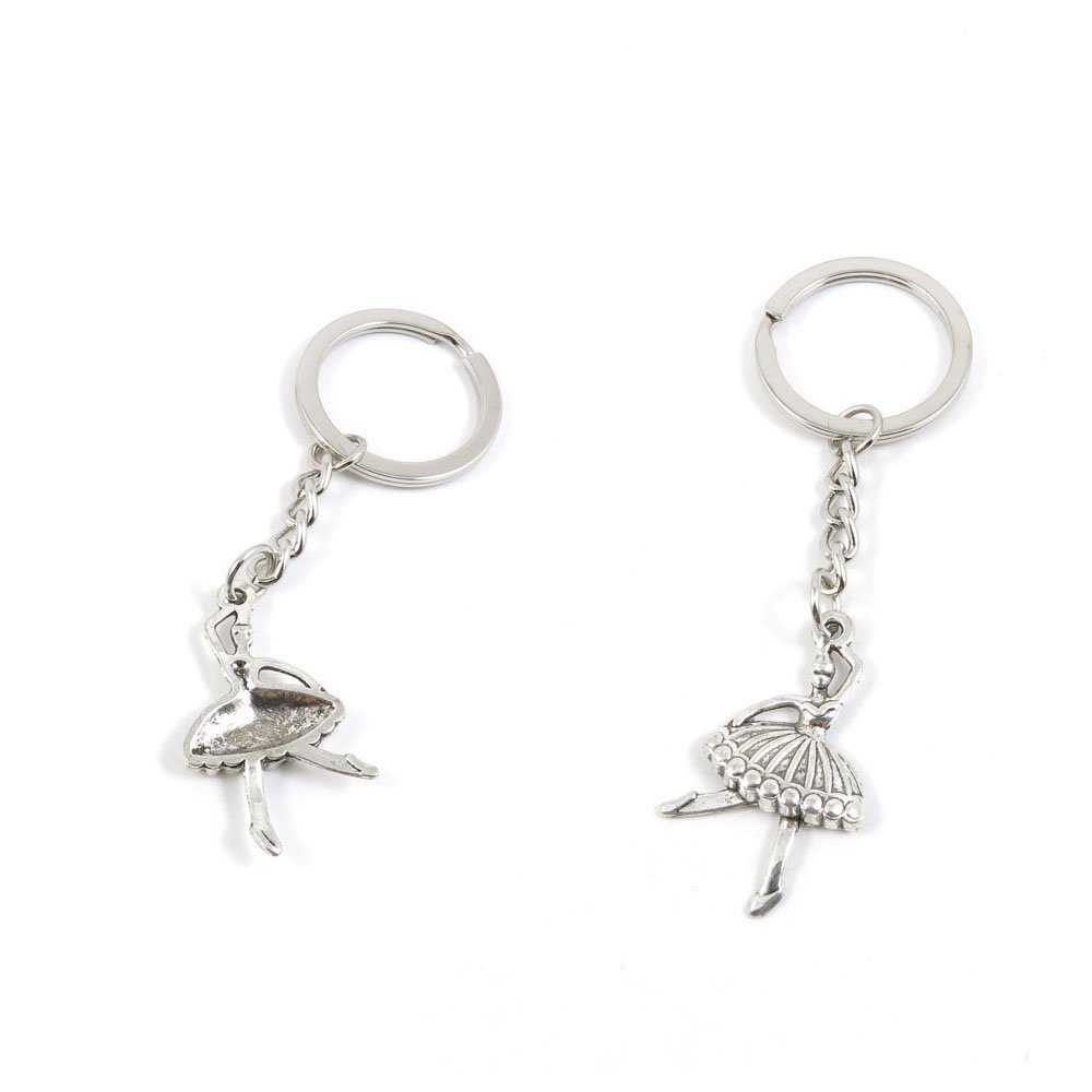 100 Pieces Keychain Keyring Door Car Key Chain Ring Tag Charms Supply O4FQ6H Ballet Dancer