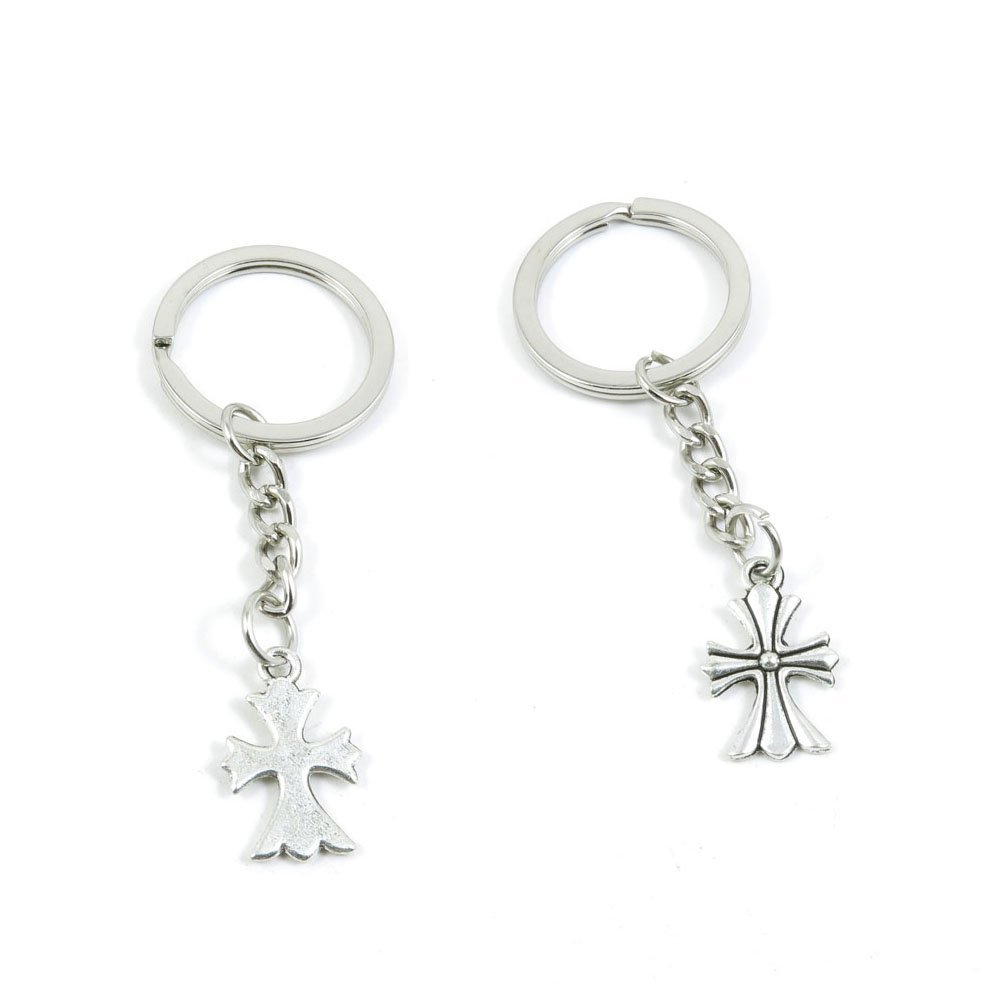 100 Pieces Keychain Keyring Door Car Key Chain Ring Tag Charms Supply M8LN9Q Latin Cross