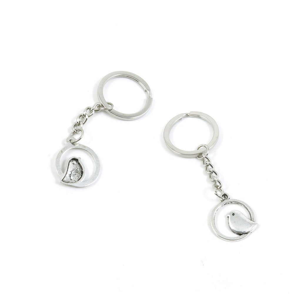 100 Pieces Keychain Keyring Door Car Key Chain Ring Tag Charms Supply C6SW2Q Cute Bird