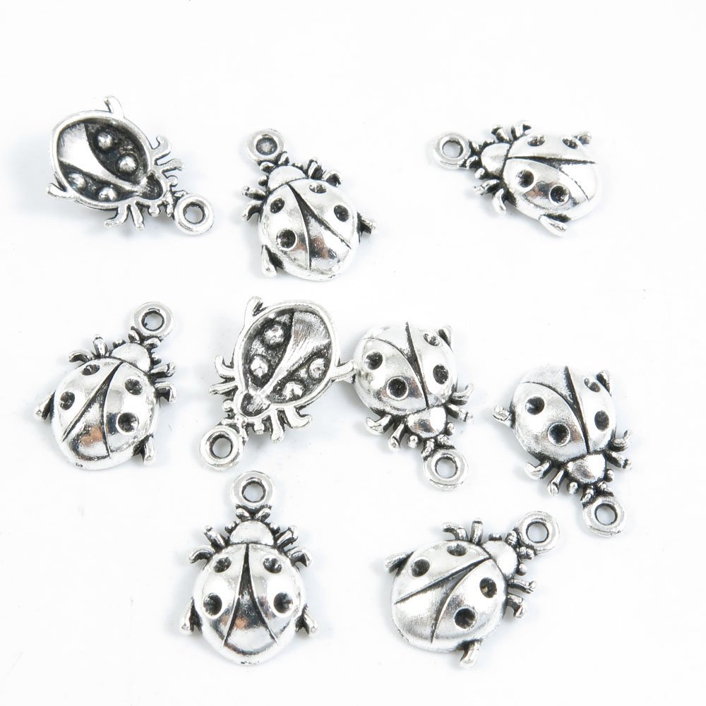 380 Pieces Antique Silver Jewelry Making Supply Charms Findings J5XX3 Ladybug Beetle Lady Bug