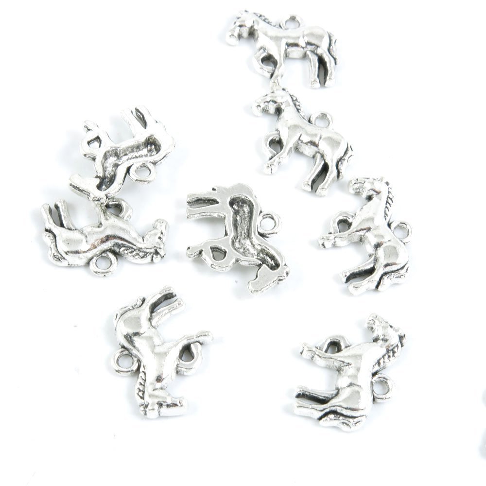 300 Pieces Antique Silver Jewelry Making Supply Charms Findings Y0167 Horse Pony