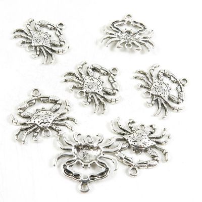 210 Pieces Antique Silver Jewelry Making Supply Charms Findings O0OM2 Crab Cancer