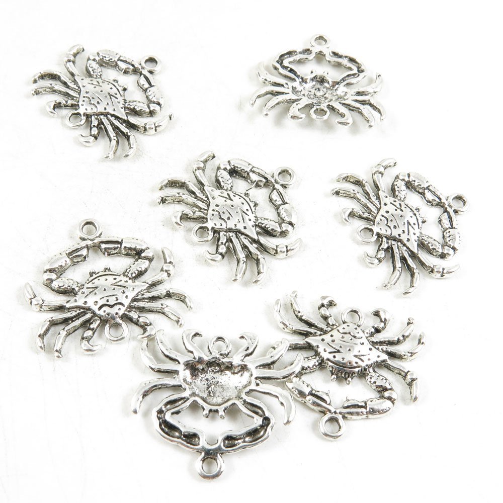 210 Pieces Antique Silver Jewelry Making Supply Charms Findings O0OM2 Crab Cancer