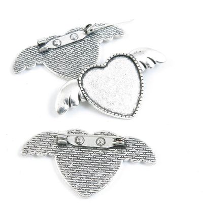 5 Pieces Jewelry Making Charms Supply Findings Wholesale Supplies Z3RS6 Pinback Brooch Heart Cabochon Setting Blank