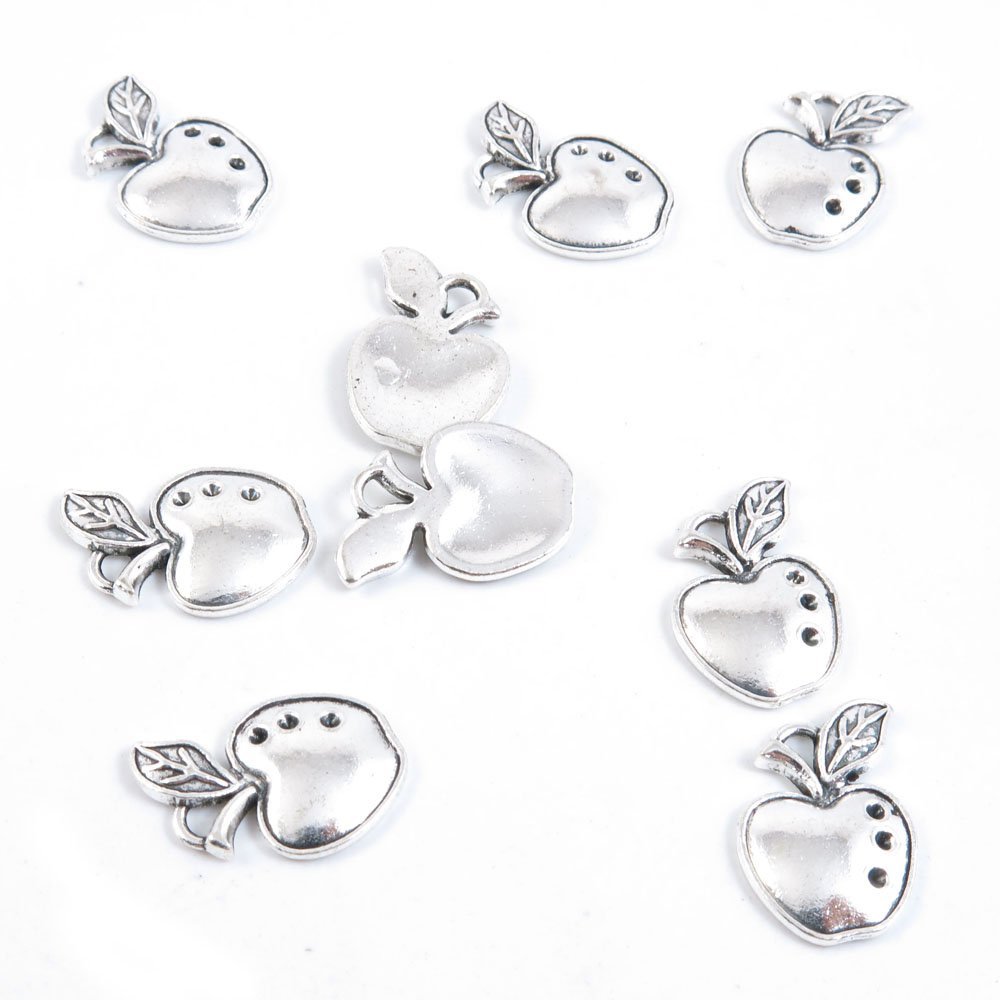 25 Pieces Antique Silver Jewelry Making Supply Charms Findings I4BM5 Apple
