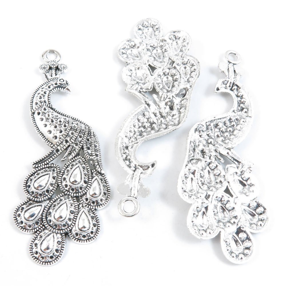 1 Pieces Antique Silver Jewelry Making Supply Charms Findings E5TX3 Peacock