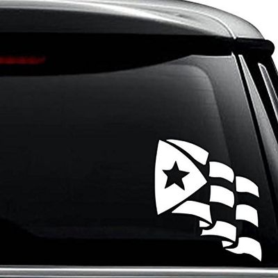 Puerto Rico Flag Decal Sticker For Use On Laptop, Helmet, Car, Truck, Motorcycle, Windows, Bumper, Wall, and Decor Size- [8 inch] / [20 cm] Tall / Color- Gloss Black