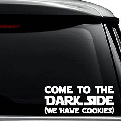Come to the Darkside We Have Cookies Decal Sticker For Use On Laptop, Helmet, Car, Truck, Motorcycle, Windows, Bumper, Wall, and Decor Size- [6 inch] / [15 cm] Wide / Color- Gloss Black