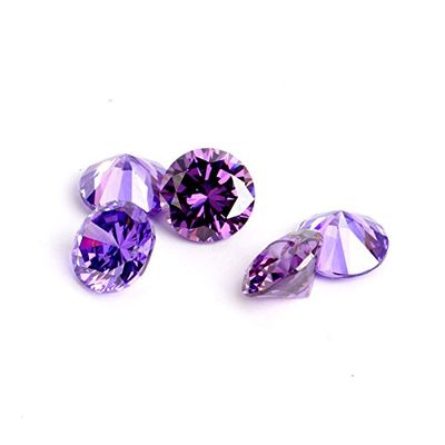 Linsoir Beads 50 pcs 8mm Cubic Zircon Loose Round Cubic Zirconia Top AAA Brilliant Cut Faceted Synthetic CZ Gemstone No Holes for DIY Jewelry Making