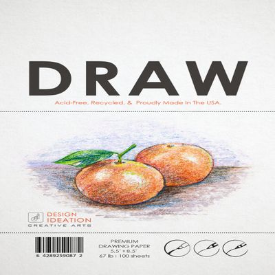 Multi-Media Drawing Paper for Pencil, Ink, Marker and Charcoal. Great for Art, Design and Education. Loose Sheet Pack. (100 Sheet Pack (5.5" x 8.5"))