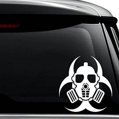 Gas Mask Biohazard Decal Sticker For Use On Laptop, Helmet, Car, Truck, Motorcycle, Windows, Bumper, Wall, and Decor Size- [10 inch] / [25 cm] Wide / Color- Gloss Black