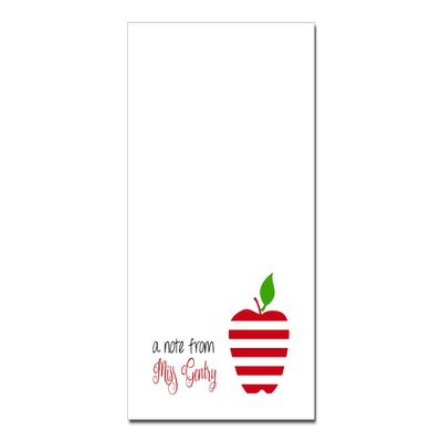 Personalized Teacher Gift Red Stripe Apple Notepad Teacher Noteapd