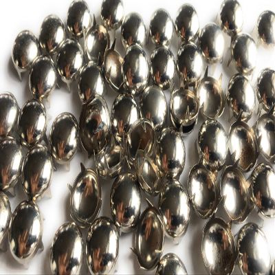 60 NAIL HEADS Round ,Spots , Studs ,Silver , Nickle Size 1/2" (Smooth Half Ball Top ; 2 Prong in Plastic Container
