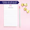 Bow Personalized Notepad Set, Personalized notepad for girls, Letter writing paper, size 5.5in x 8.5in, 50 sheets view 3